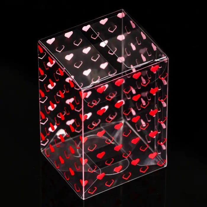 Складная прозрачная коробка из PVC, для упаковки подарков, «Сердечки», 4.5×5×7.5 см Складная прозрачная коробка из PVC, для упаковки подарков, «Сердечки», 4.5×5×7.5 см