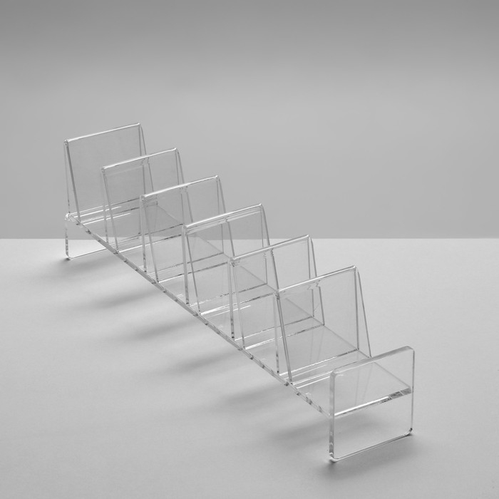 Подставка для выкладки товара, универсальная шесть отделений, оргстекло 2 мм, 4,7×27,8×4,8 см Подставка для выкладки товара, универсальная шесть отделений, оргстекло 2 мм, 4,7×27,8×4,8 см