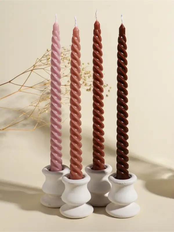 Набор свечей витых, 2&times;25 см, 4 шт., палитра коричневого, 25.5&times;8.8&times;2.4 см