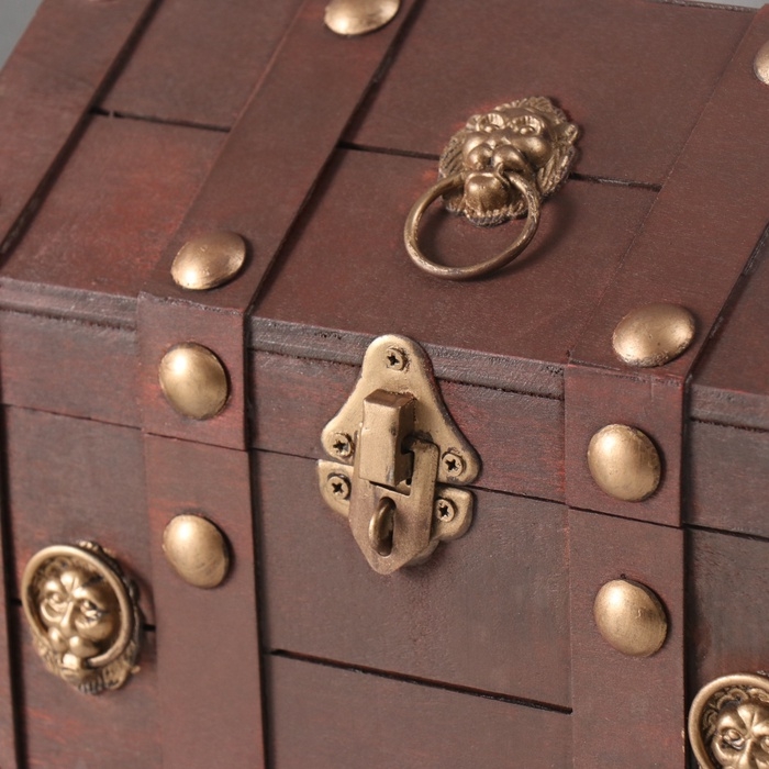 Шкатулка сундук дерево "Леон" красный 24х17х18,5 см