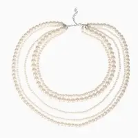 Бусы &laquo;Жемчуг&raquo;, многоярусный 5 нитей, бусины №4, 6, 8, 10, цвет молочный в серебре, 70 см