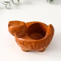 Подсвечник «Кошка с орнаментом», 8.5×9.5×6.5 см, красная глина