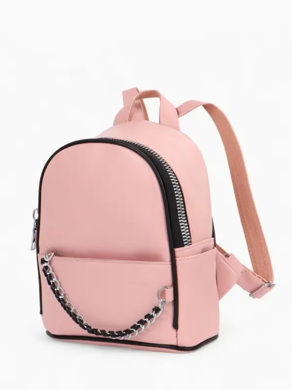 Рюкзак-мини женский на молнии, с карманом, размер 21&times;12&times;27 см, розовый