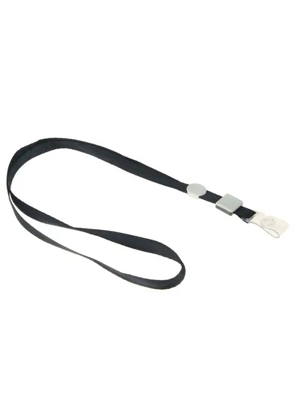 Лента для бейджа, 10 мм х 80 см, плотная, с бегунком и с силиконовым зажимом, чёрная Лента для бейджа, 10 мм х 80 см, плотная, с бегунком и с силиконовым зажимом, чёрная