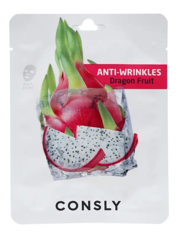 Антивозрастная тканевая маска с экстрактом драгонфрута, 20мл, CONSLY