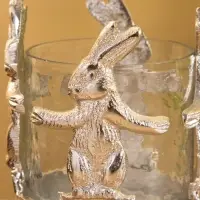 Подсвечник со стеклом "Влюбленные зайцы" алюминий 8,5х8,5х9 см
