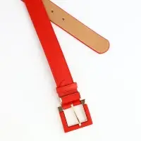 Ремень женский, ширина 3 см, винт, пряжка кожа, красный