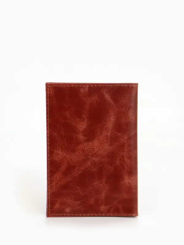 Обложка для паспорта, натуральная кожа пулл-ап, рыжая