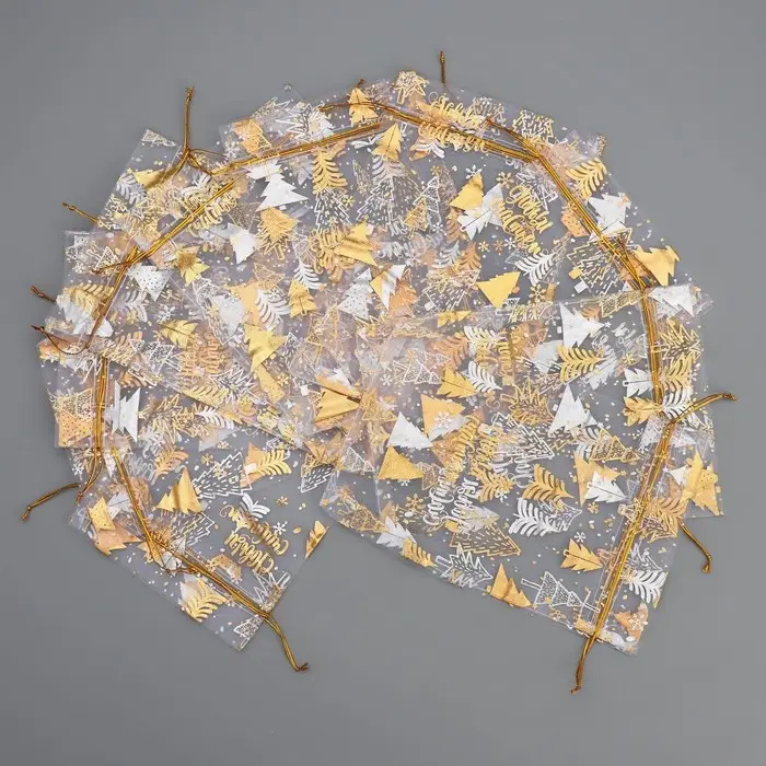 Набор мешков &laquo;С Новым счастьем!&raquo;, органза, 10 шт, 16 х 24 см