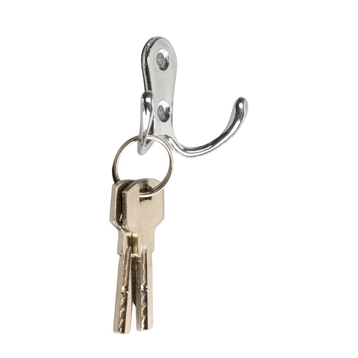 Крючок мебельный ТУНДРА TKD006, двухрожковый, хром Крючок мебельный ТУНДРА TKD006, двухрожковый, хром