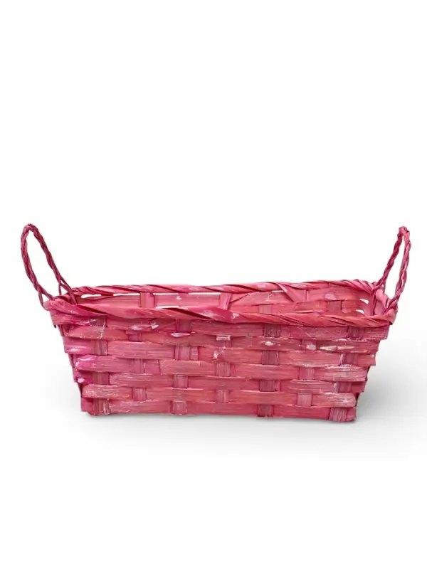 Корзина плетеная 24 х 20 х 8 см,боковые ручки, розовый квадрат