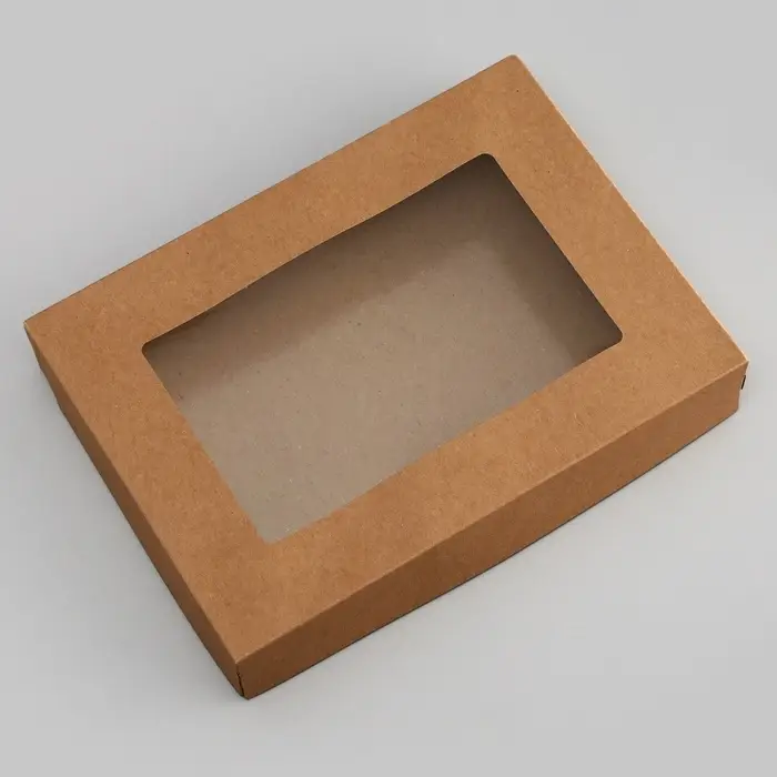 Коробка складная, с окном, крафт, 28×20×5 см