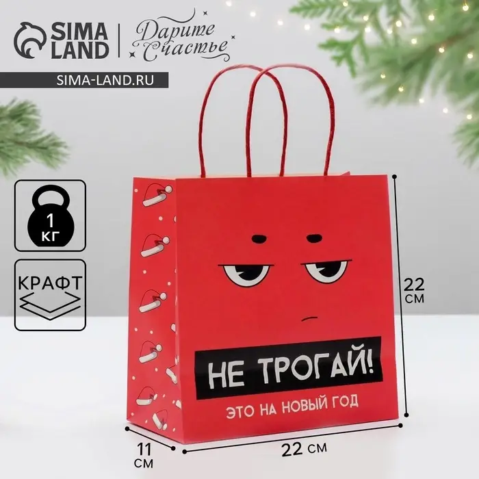 Пакет подарочный новогодний &laquo;Это на новый год&raquo;, 22&times;22&times;11 см