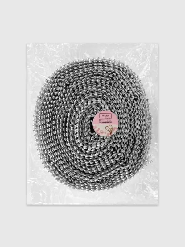 Лента с имитацией выпуклых страз, 5.75 см, 9&plusmn;1 м, цвет серебряный