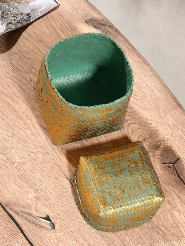 Корзинка плетеная "Голден" 16х16х23 см, голубой