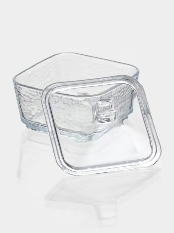 Менажница &laquo;Голд&raquo;, 19.5&times;19.5 см, на бамбуковой подставке, с крышками, стекло, прозрачная