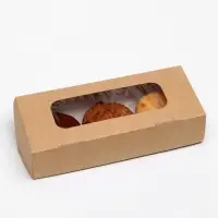 Контейнер на вынос, с окном, крафт, 17×7×4 см