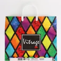 Пакет "Витраж, полиэтиленовый, пластиковая ручка 37х35 см 90 мкм Пакет "Витраж, полиэтиленовый, пластиковая ручка 37х35 см 90 мкм