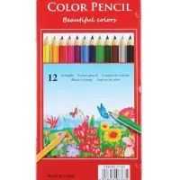 Карандаши цветные акварельные 12 цветов, корпус деревянный, шестигранные, в металлической коробке