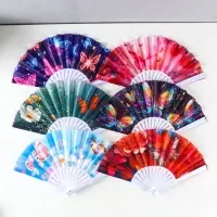 Веер пластик, текстиль "Бабочки и цветы" МИКС 23 см Веер пластик, текстиль "Бабочки и цветы" МИКС 23 см