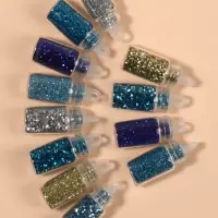 Блёстки для декора &laquo;Небесное мерцание&raquo;, набор 12 бутылочек, крупные/мелкие, разноцветные