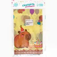 Скатерть одноразовая &laquo;Капибара с тортиком&raquo;, 108&times;180 см