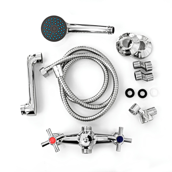 Смеситель для ванны ZEIN Z4051, короткий излив, кран-букса латунь 1/2 Смеситель для ванны ZEIN Z4051, короткий излив, кран-букса латунь 1/2", душевой набор, хром