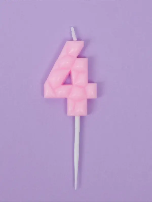 Свеча для торта «Цифра 4», светло-розовая Свеча для торта «Цифра 4», светло-розовая