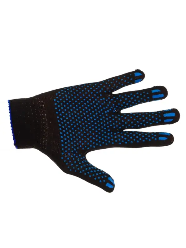 Перчатки садовые, хб, вязка 10 класс, 3 нити, размер 9, с ПВХ точками, чёрные Перчатки садовые, хб, вязка 10 класс, 3 нити, размер 9, с ПВХ точками, чёрные