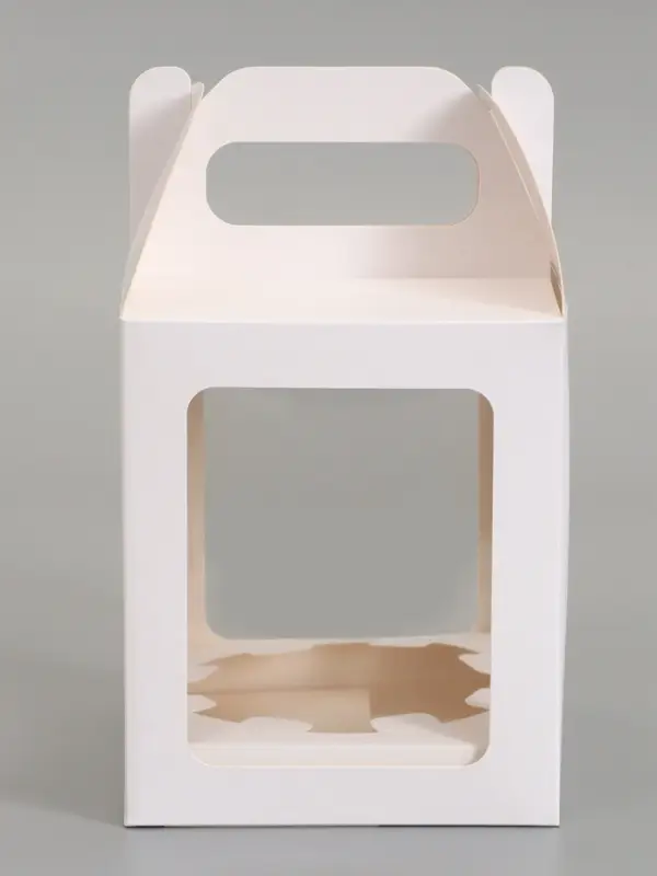 Кондитерская упаковка, коробка под кулич белая, с окном, 15&times;15&times;18 см