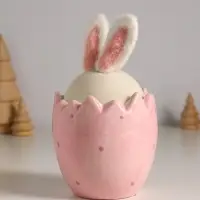 Сувенир керамика, текстиль "Зайчик в яйце" розовый 9х9х15,5 см Сувенир керамика, текстиль "Зайчик в яйце" розовый 9х9х15,5 см
