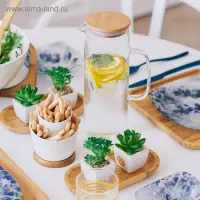 Кувшин стеклянный с бамбуковой крышкой Magistro &laquo;Эко&raquo;, 1,3 л