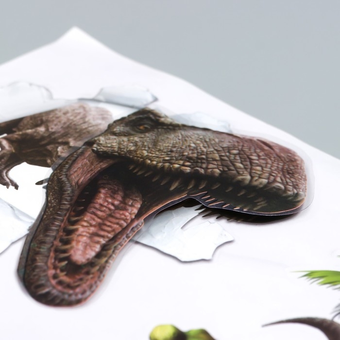 Наклейка пластик интерьерная 3D Наклейка пластик интерьерная 3D "Динозавры" МИКС 50х32 см