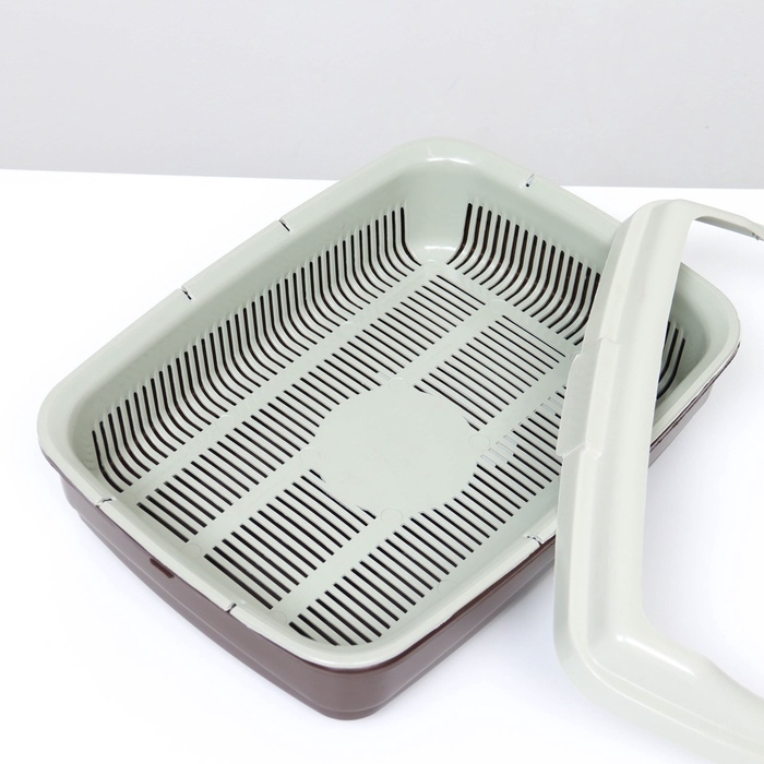 Лоток большой с сеткой и бортиком Atlantis  Лоток большой с сеткой и бортиком Atlantis "Стандарт", 43 х 33 х 12,5 см, шоколад