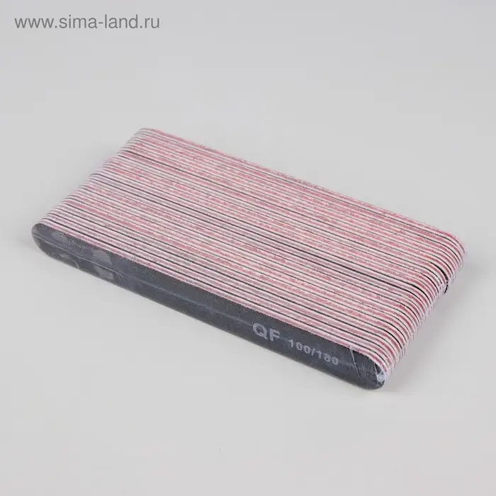 Пилка для ногтей, прямая, 100/180 грит, 18 см, фасовка 20 шт., чёрная