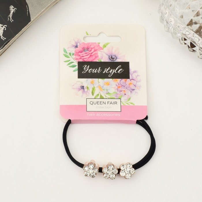 Резинка для волос Резинка для волос "Кэли" цветочки блеск, 5 см