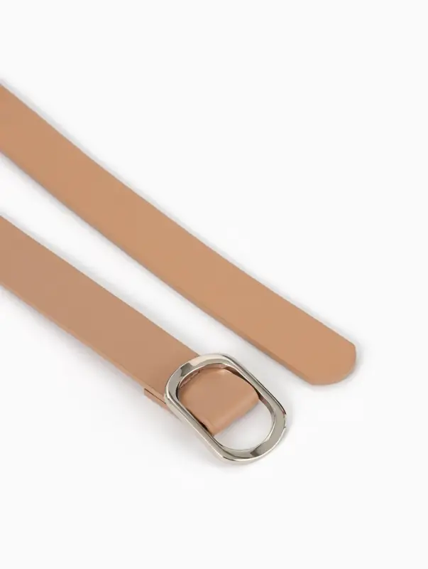 Ремень женский, затяжка, 2.5&times;110 см, без винта, серебристая пряжка, бежевый
