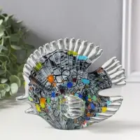 Сувенир стекло "Плоская пятнистая рыбка" под муранское стекло 6,5х16х13 см