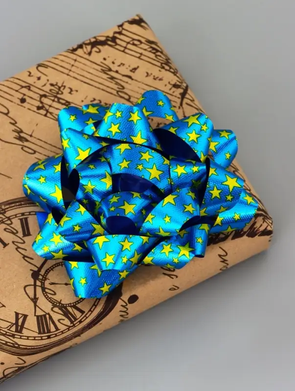 Подарочный Бант - звезда №10, для упаковки подарков, набор 6 шт. МИКС