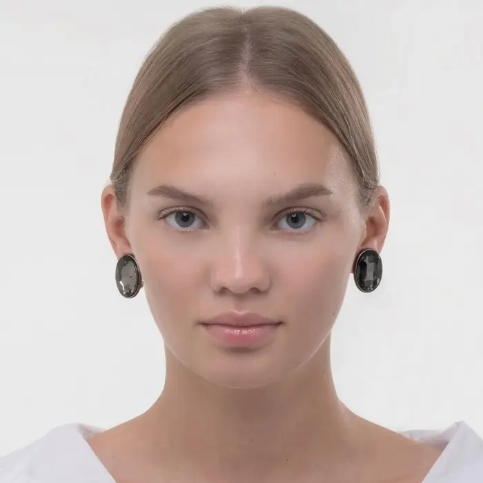 Клипсы «Вечеринка» овалы, цвет серый в сером металле Клипсы «Вечеринка» овалы, цвет серый в сером металле