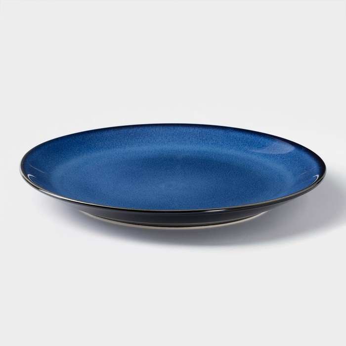 Тарелка керамическая обеденная «Лунная тропа», d=25 см, цвет синий Тарелка керамическая обеденная «Лунная тропа», d=25 см, цвет синий