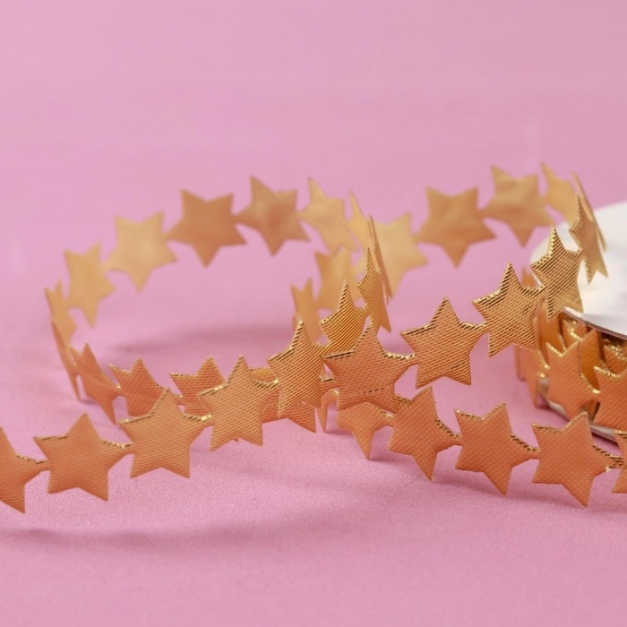 Новый год! Лента фигурная «Звёзды», 15 мм, 9 ± 0,5 м, цвет золотой Новый год! Лента фигурная «Звёзды», 15 мм, 9 ± 0,5 м, цвет золотой