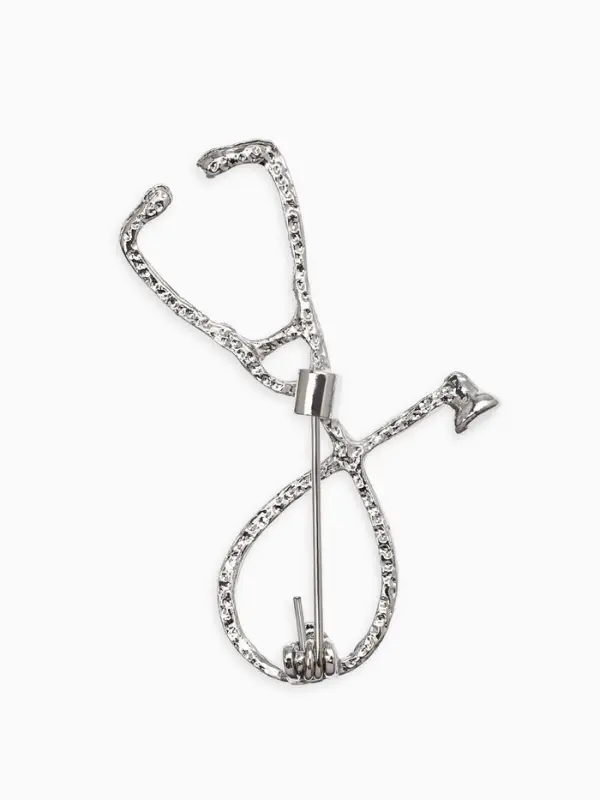 Брошь &laquo;Стетоскоп&raquo;, чёрная в серебре