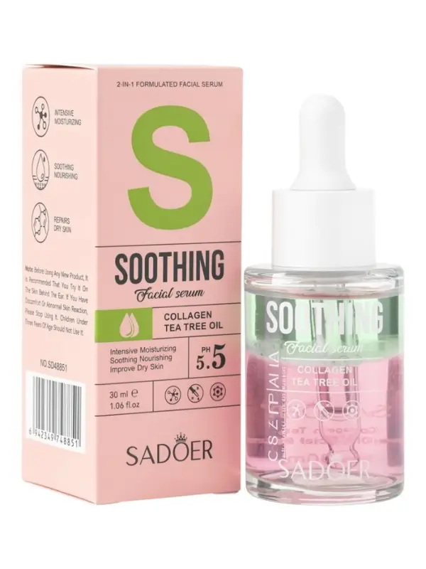 Увлажняющая сыворотка для лица Sadoer с коллагеном и экстрактом чайного дерева, 30 мл