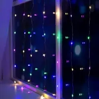 Гирлянда &laquo;Занавес&raquo; 1&times;1 м, роса, IP20, серебристая нить, 100 LED, свечение мульти, 12 В