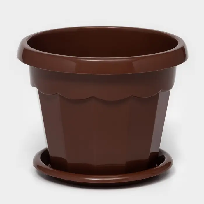Горшок для цветов с поддоном «Доляна. Эрика», 700 мл, пластиковый, коричневый Горшок для цветов с поддоном «Доляна. Эрика», 700 мл, пластиковый, коричневый