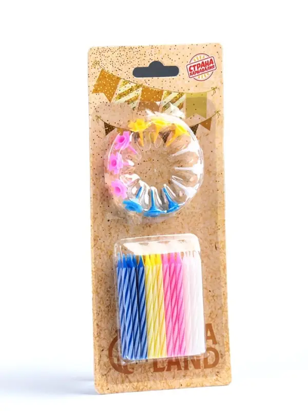 Свечи для торта «Спираль», 5 см, набор 24 шт., 12 подставок Свечи для торта «Спираль», 5 см, набор 24 шт., 12 подставок