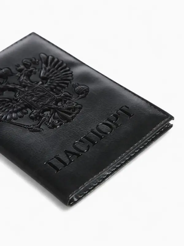 Обложка для паспорта, герб 3D, искусственная кожа, серая