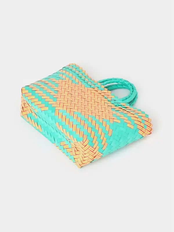 Сумка плетёная, 20&times;10&times;30 см, пластик, бирюзово-жёлтая