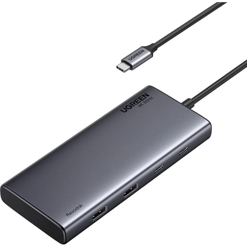 Разветвитель USB Ugreen CM639(35625)8in1 4K@60Hz USB-C/USB-A/HDMI/DP/PD сер